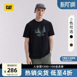 宽松T恤商场同款 CAT卡特25夏季 落肩袖 城市轻户外基础款 男士