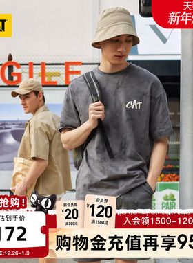 【凉感】CAT卡特夏季男士户外CoolMax扎染宽松版短袖T恤商场同款
