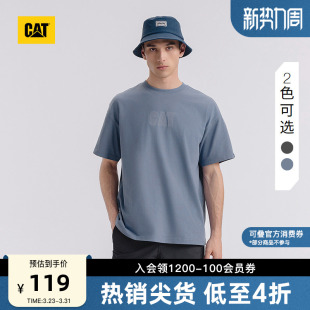 字母T恤 户外休闲宽松网眼绣花水洗短袖 CAT卡特25夏季 男士