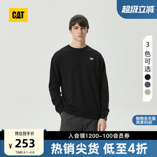户外复古百搭工装 风套头刺绣小LOGO圆领卫衣 男士 CAT卡特春季