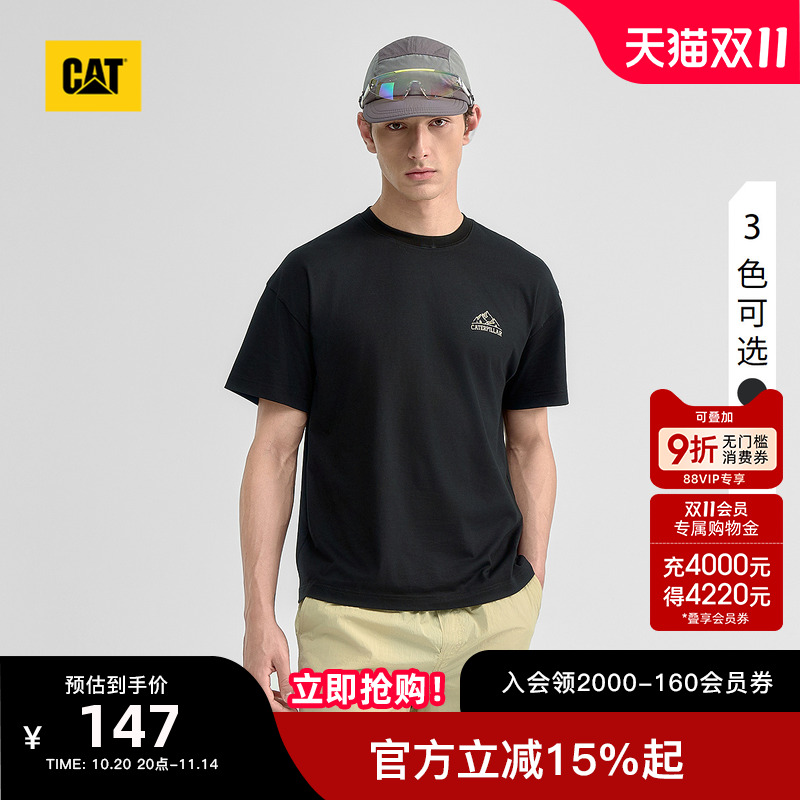 CAT卡特25秋冬新款男士基础山系风格印标圆领短袖T恤
