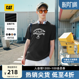 基础简约印花短袖 CAT卡特26春季 复古工装 男士 全棉内搭T恤 新品