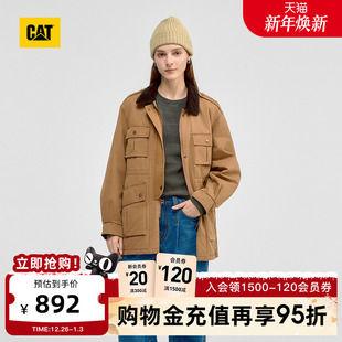 灯芯绒翻领棉服商场同款 中长款 女士复古工装 CAT卡特2025秋冬新品