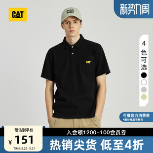 休闲百搭polo衫 CAT卡特夏季 户外撞色绣花LOGO翻领T恤男士