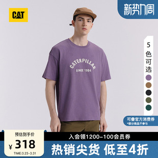 宽松T恤商场同款 CAT卡特25夏季 落肩袖 户外复古经典 男士