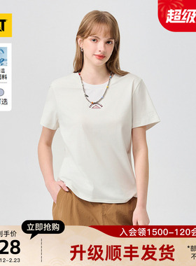 【凉感】CAT卡特26春季新品女士复古印花babyT短袖T恤商场同款