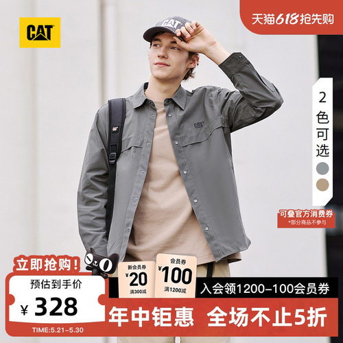 CAT卡特春季男士经典复古对称口袋宽松工装衬衫外套