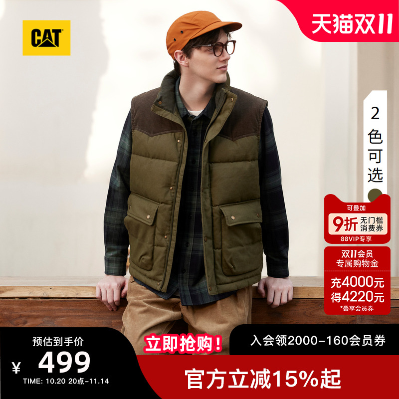 CATCAT卡特25秋季男女同款户外休闲工装立领棉马夹情侣马甲外套