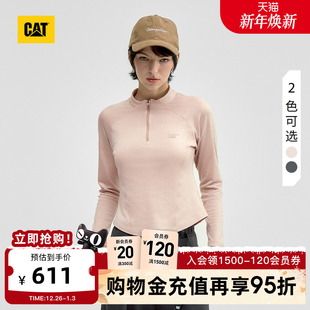 T恤商场同款 显瘦开襟长袖 女士羊毛混纺打底衫 CAT卡特25秋冬新款