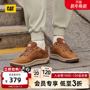 户外休闲舒适出行牛皮防滑低帮通勤休闲鞋 CAT卡特25秋冬新款 男士
