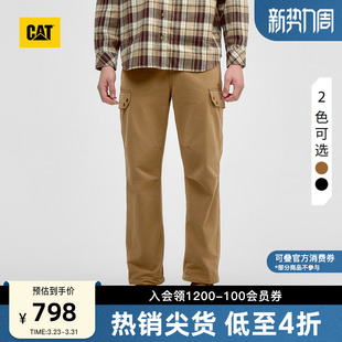 商场同款 CAT卡特春季 长裤 户外四合扣打褶直筒休闲工装 男士