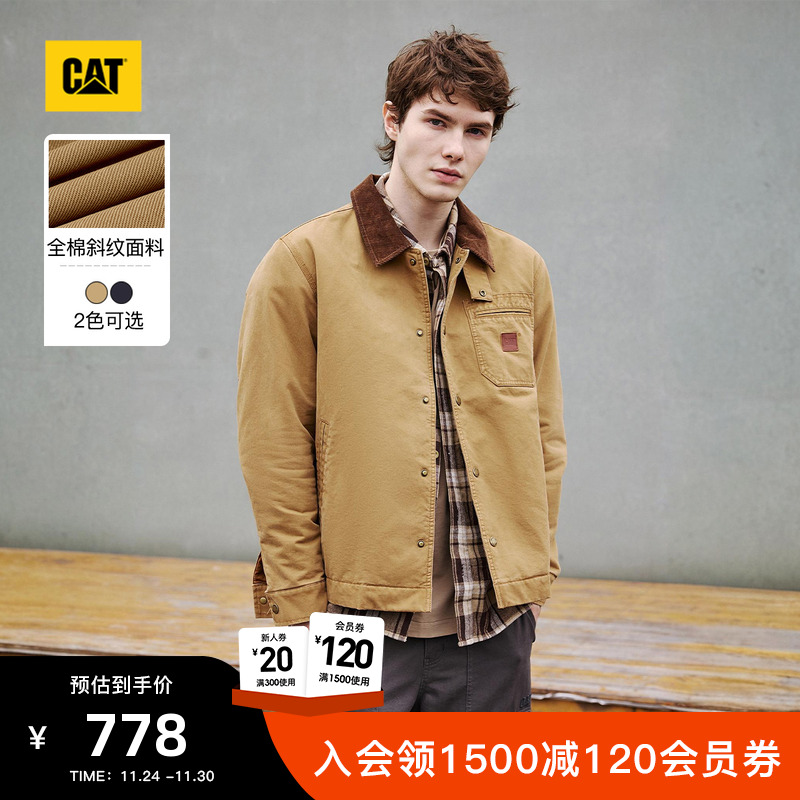 CAT卡特25秋冬新品男士皮质贴布口袋底特律工装灯芯绒翻领棉服