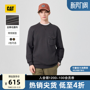 贴袋廓形圆领水洗卫衣商场同款 CAT卡特26春季 复古工装 男士 新品