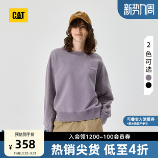 CAT卡特春季 百搭休闲绣花Logo套头圆领卫衣 女士微落肩美式