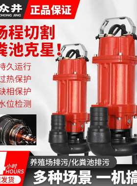 众井智能切割泵高扬程220v泥浆泵