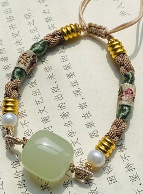 手工编制手链和田玉小众民族风