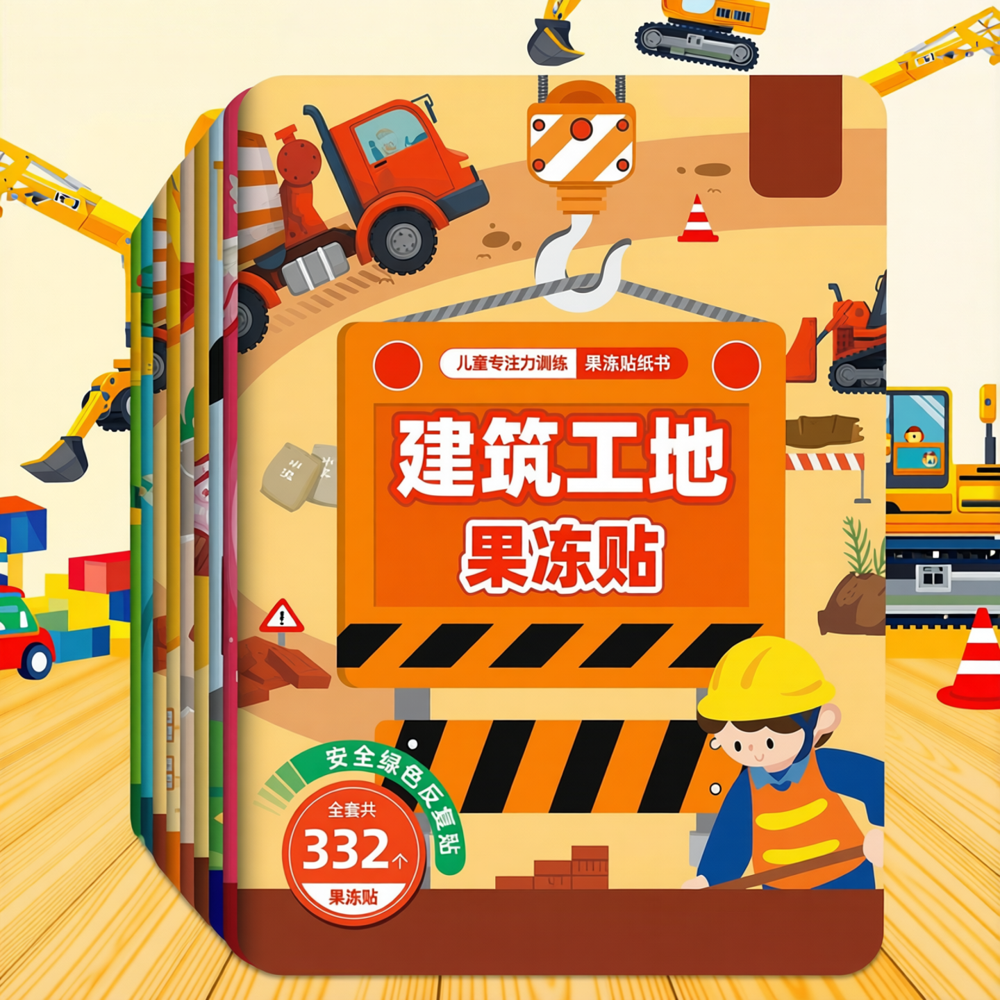 儿童工程车果冻贴纸书03-6岁男孩交通工具贴贴画趣味卡通益智玩具