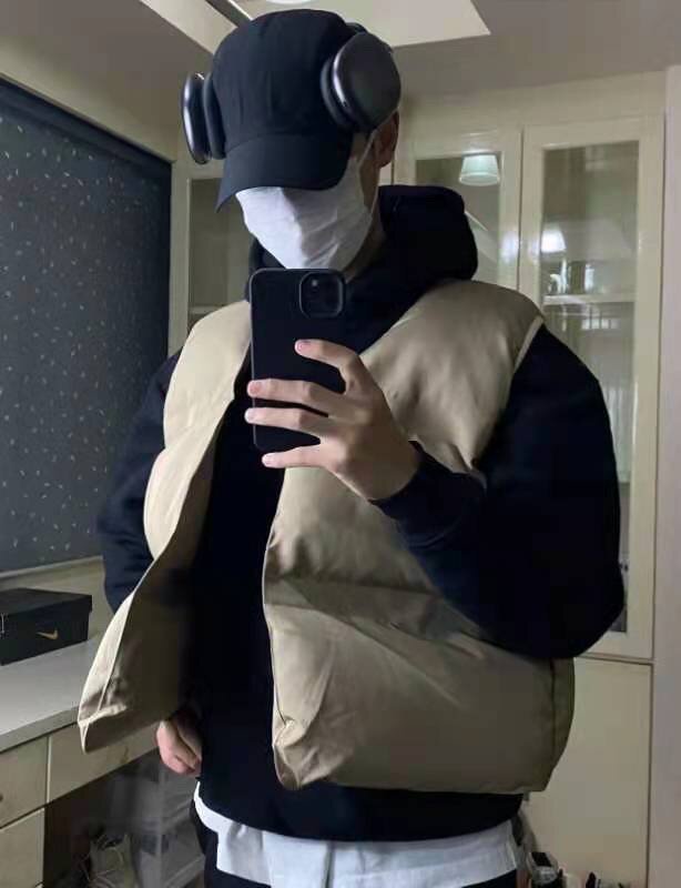 kanye侃爷同款双面可穿夹棉纯色马甲高街潮流宽松百搭外套正确版