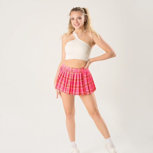 格子小短裙Pleatedstylelowskirt