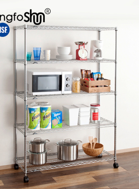 新款五层180cm落地多层可移动客厅杂物带轮子置物架多功能组合架