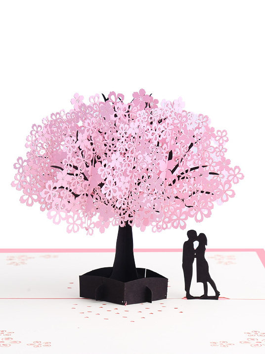 3D立体樱花贺卡打开即惊艳生日情人节送女友创意礼品