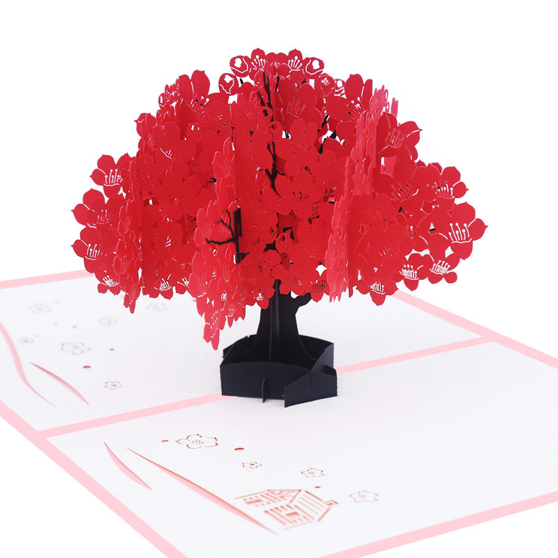 Neutral 3D Kapok Birthday Greeting Card for Holiday, Christmas Creative Gift, New Year Business Greeting Card