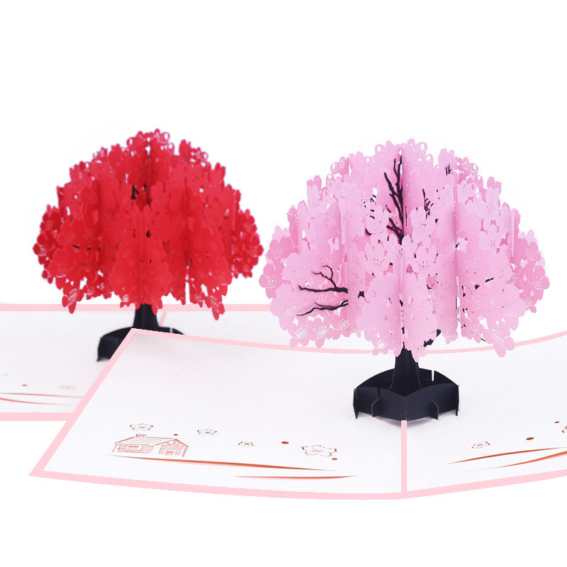 节日通用3D立体木棉花生日祝福小卡片圣诞节创意礼物新年商务贺卡
