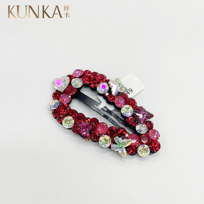 坤卡原创施华水晶水钻满钻水滴真皮镶嵌少女刘海bb夹边夹发夹头饰