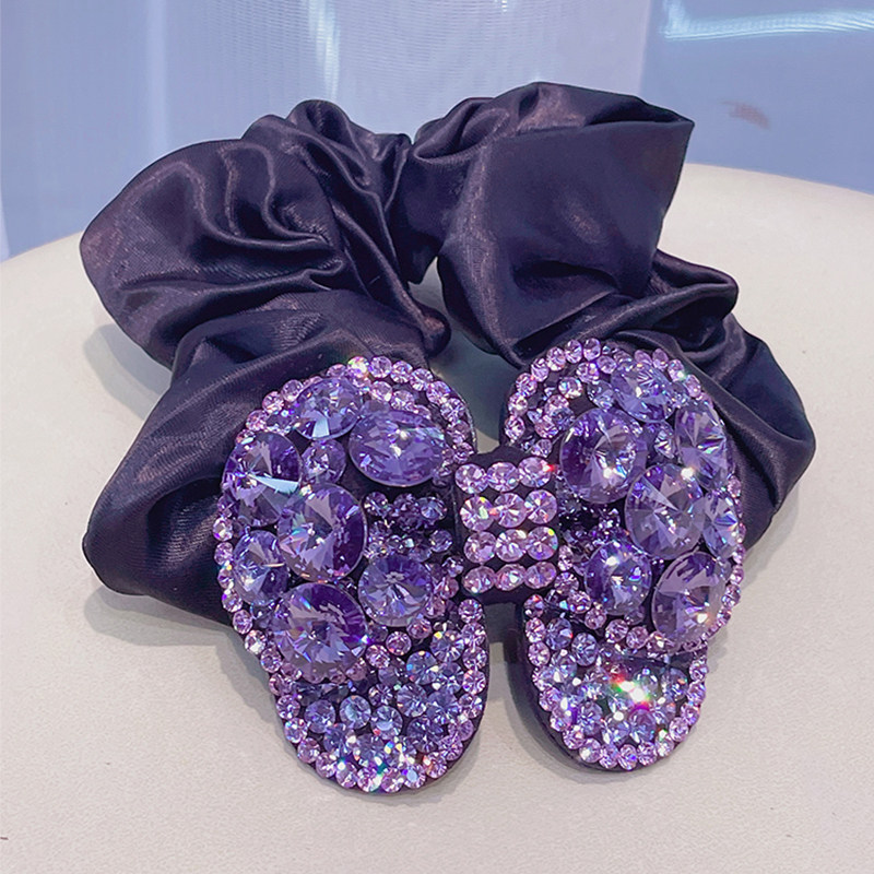 施华水钻发圈蝴蝶结发饰镶钻头绳水晶头花时尚头饰个性大肠圈发夹