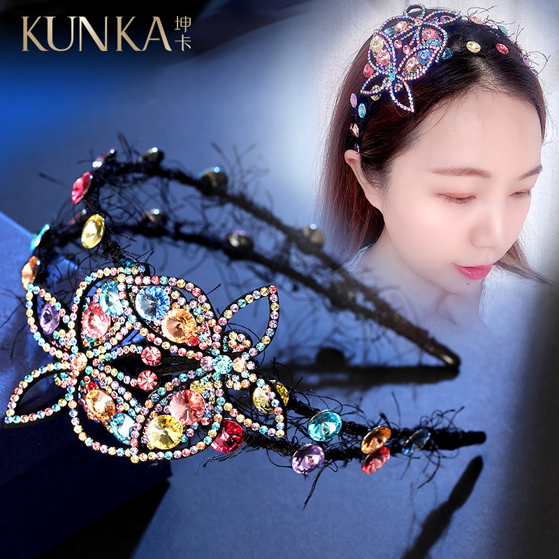 施华奥钻发箍女水钻头箍宽边水晶元素压发卡时尚网红发夹头饰成年