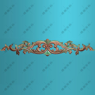 精雕图木门头装饰贴花卷草欧式对称杨花长条雕刻图P2长条洋花