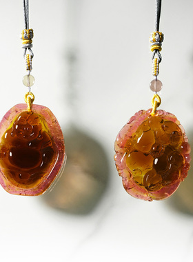 国潮玻璃体粉色西瓜碧玺吊坠