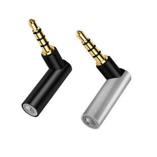 弯头耳机3.5mm公对母音频转接头L型4芯四节母转母3.5转换器公对公AUX音频线手机连接音响音箱声卡麦克风电脑