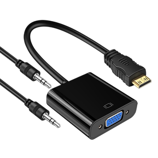 MiniHDMI转VGA母头vag高清线转换器投屏笔记本单反相机电脑显卡电视显示器投影仪迷你hdmi转接头适用尼康佳能