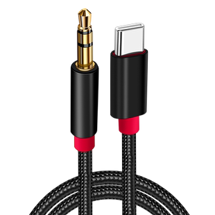 适用华为荣耀100Pro三星tpc手机数字解码3.5mm音频线AUX车载圆头typec连接线加长音响音箱功放低音炮转接头短