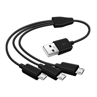 三个头安卓micro扁头USB充电线三合一老式接口老款手机插头一拖三记录仪监控无线耳机充电宝一分三短款数据线