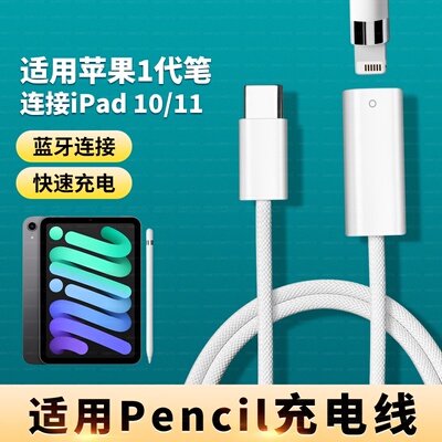 适用苹果一代笔蓝牙连接iPad11平板10配对充电1代苹果Lighting母转Type-c口apple pencil直插数据线转换器头