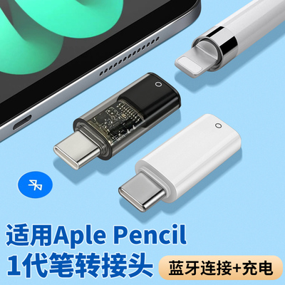 适用苹果iPad11平板配对一代笔蓝牙连接lightning母转T口apple pencil充电TypeC转换器1代转接头tapec十一tpc