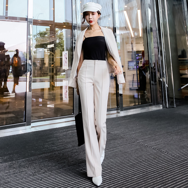 气质时尚职业女裤套装2025秋季新款显瘦小西装外套微喇长裤两件套