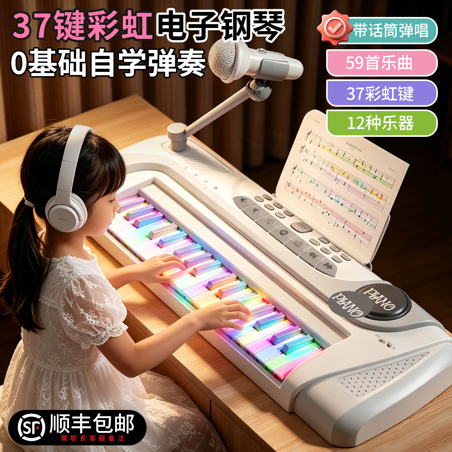 儿童玩具宝宝益智音乐电子琴1到3一岁以上女孩2婴儿6个月早教钓鱼