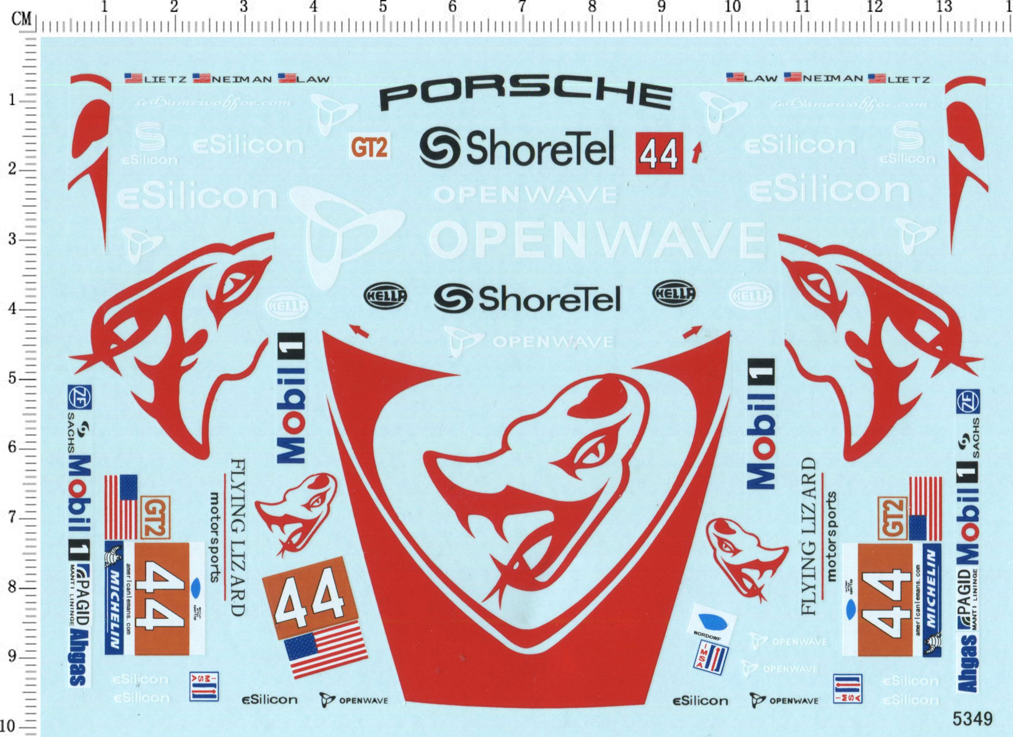 模型水贴纸  1/24 保时捷 911 飞蜥涂装图案 flying lizard