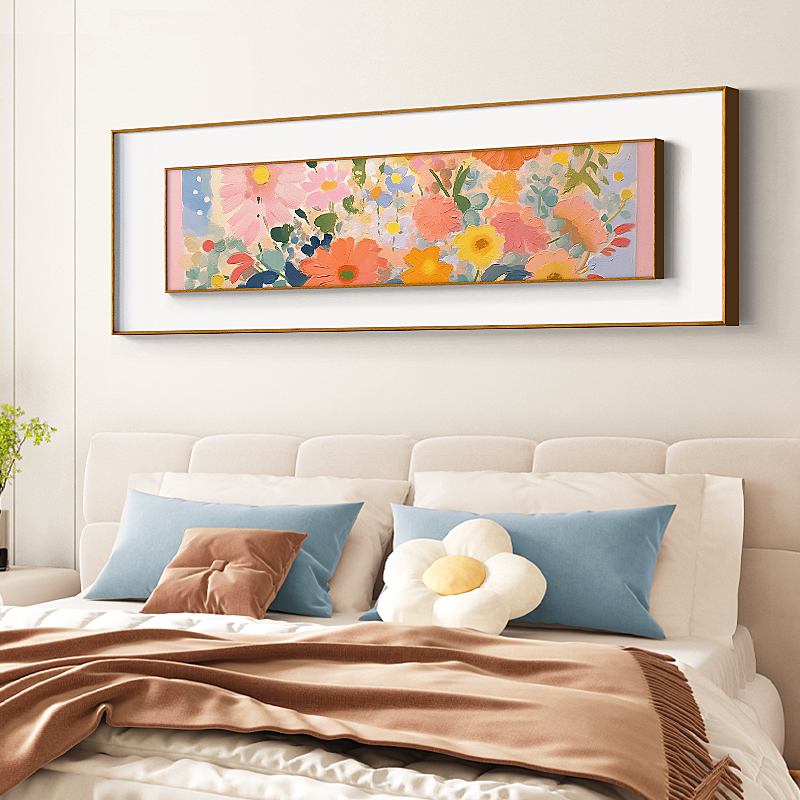 粉彩摇曳 北欧卧室装饰画主卧床头墙画小清新植物花卉挂画粉色ins图片