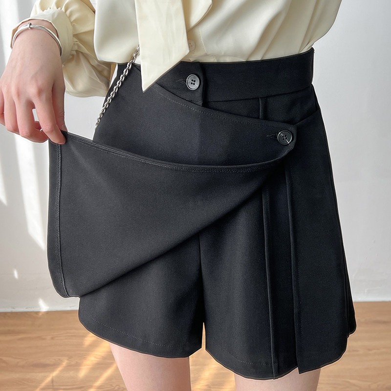 黑色裙裤半身裙女设计感小众夏不规则短裙高腰显瘦a字裙薄款短裤