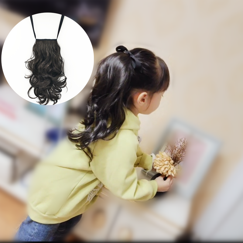 儿童假发绑带式马尾长卷发饰品表演摄影梨花头小女孩可爱宝宝发型