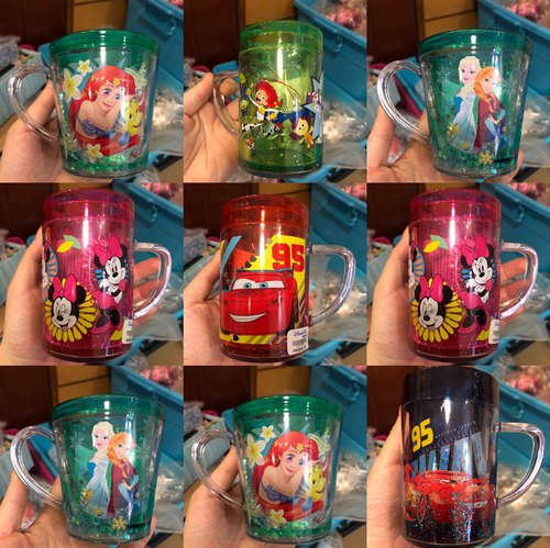 香港迪士尼正品 冰雪奇缘美人鱼米妮麦昆卡通儿童漱口杯 塑料杯