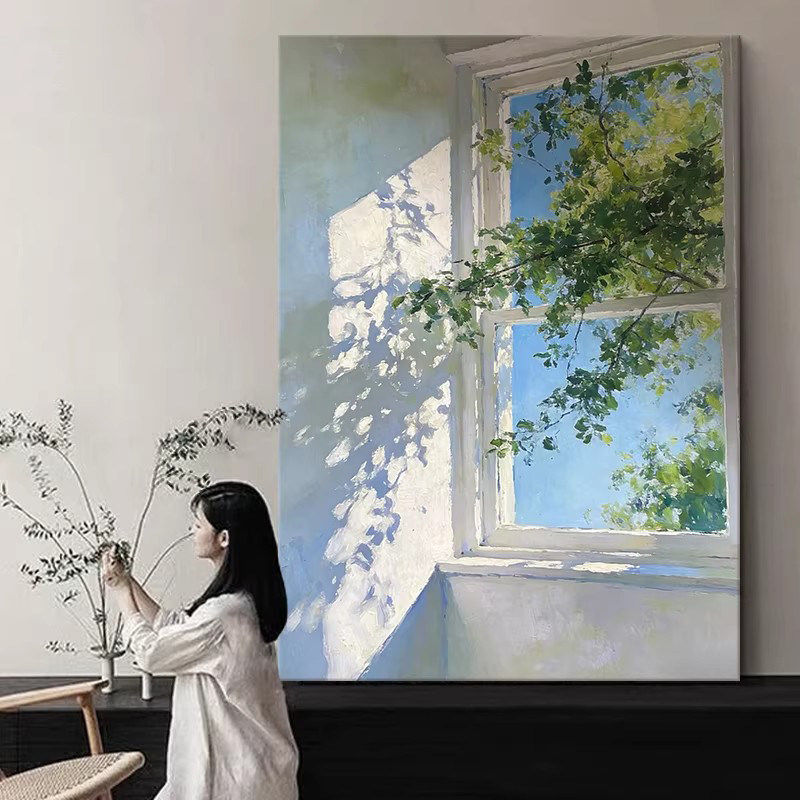 光影植物系客厅餐厅装饰画现代简约卧室挂画小众艺术玄关壁画