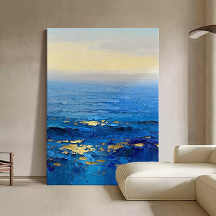 浮光跃金》意式极简壁画风景肌理感装饰画客厅玄关沙发墙美式挂画