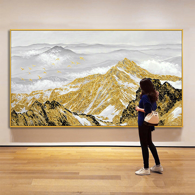 日照金山新中式客厅装饰画现代简约风轻奢沙发背景墙大幅高级挂画