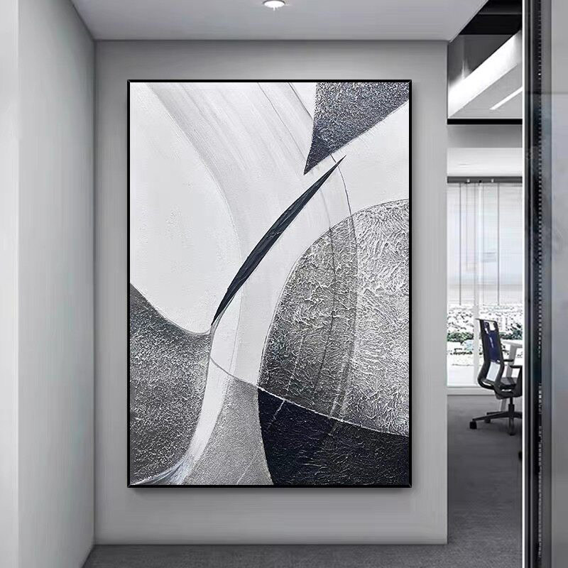 《墨韵流影》北欧风现代简约抽象装饰画玄关客厅高级感艺术挂壁画