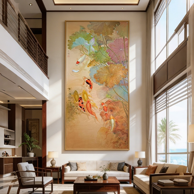 九鱼戏荷吴文健老师作品新